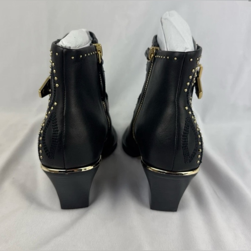 Dolce Vita Ronnie Black Leather Ankle Boots | Gold Studs | 6.5 | NIB 🌟Rare🌟 - Picture 6 of 16